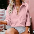 thumbnail image 1 of Pink Women Shirts, Fashion Womens Lmitation Cotton And Linen Slub Long Sleeve Pocket Button Tee Casual Popular Blouse Tops(S 3Xl),Women Shirts XL, 1 of 8
