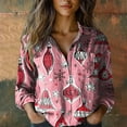 thumbnail image 1 of Pink Women Shirts, Women Cotton Shirt Printed Fashion Button Down Shirts Casual Tops Long Sleeve Blouse,Women Shirts XL, 1 of 3