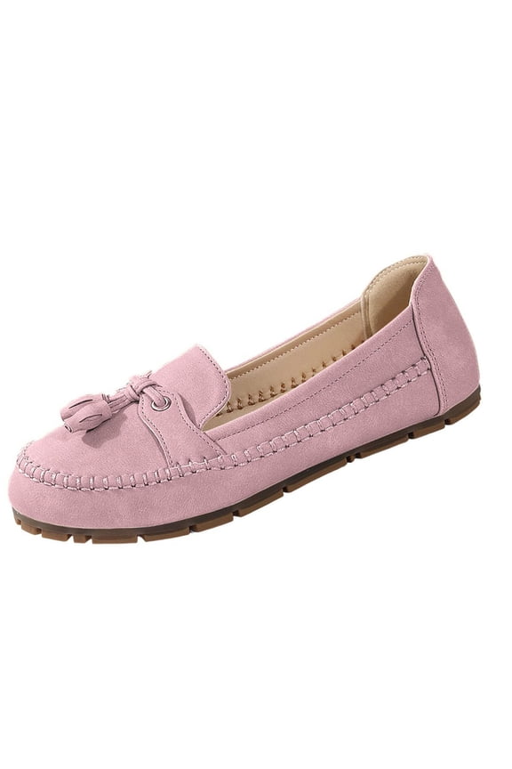 Pink Women Tassel Accent Soft Sole Flat Loafers Slip On Design For Everyday Comfortable Wear