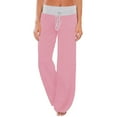 thumbnail image 1 of Pink Women's Casual Pants, Women'S Comfy Casual Pajama Pants Floral Print Drawstring Palazzo Pants Wide Leg,Women's Casual Pants XXL, 1 of 8