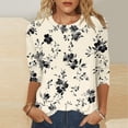 thumbnail image 1 of Pink Women's Long Sleeve T-shirt, 3/4 Length Sleeve Womens Tops Casual Round Neck Cute Tops Fashion Loose Fit T Shirts Ladies Tops And Blouses,Women's Long sleeve T-shirt M, 1 of 5