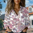 thumbnail image 1 of Pink Women's Long Sleeve T-shirt, Women Cotton Shirt Printed Fashion Button Down Shirts Casual Tops Long Sleeve Blouse,Women's Long sleeve T-shirt XXL, 1 of 4
