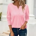thumbnail image 1 of Pink Women's Long Sleeve T-shirt, Women'S Button Long Sleeve T Shirt Round Neck Casual Tunic Top,Women's Long sleeve T-shirt M, 1 of 8