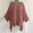 thumbnail image 1 of Pink Women's Long Sleeve T-shirt, Women'S Fashionable And Casual Large Size Loose Cotton Nine Point Sleeve Top T Shirt,Women's Long sleeve T-shirt M, 1 of 4