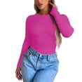 thumbnail image 1 of Pink Women's Long Sleeve T-shirt, Women'S Spring And Autumn Leisure Loose Fit Tight Elastic Solid Long Sleeve Round Neck T Shirt Top,Women's Long sleeve T-shirt M, 1 of 4