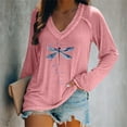 thumbnail image 1 of Pink Women's Long Sleeve T-shirt, Women'S T Shirt Blend Printed Long Sleeved V Neck Top,Women's Long sleeve T-shirt S, 1 of 4
