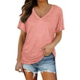 thumbnail image 1 of Pink Women's Short Sleeve T-shirt, Short Sleeves V Neck Plain Color Soft Loose Fitting Summer T Shirts Women,Women's Short sleeve T-shirt S, 1 of 4