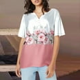 thumbnail image 1 of Pink Women's Short Sleeve T-shirt, Women'S Fashion Casual Floral Print Button Down Short Sleeve Top T Shirt,Women's Short sleeve T-shirt XXL, 1 of 5