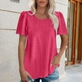 thumbnail image 1 of Pink Women's Short Sleeve T-shirt, Women'S Round Neck Puffed Sleeve Hole Hollow Short Sleeve Casual T Shirt Top,Women's Short sleeve T-shirt S, 1 of 4