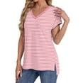 thumbnail image 1 of Pink Women's Short Sleeve T-shirt, Womens Summer Daily Casual V Neck Shirts Short Sleeve Tops Blouses Loose Fit Shirt,Women's Short sleeve T-shirt L, 1 of 5