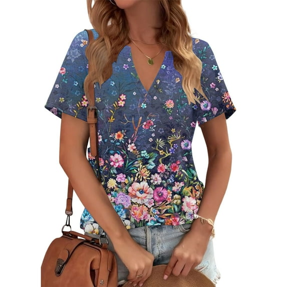 Pink Women's Short Sleeve T-shirt, Womens Tops Summer Short Sleeve V Neck Blouses Business Casual Loose Fit Tshirts Trendy Fashion Outfits,Women's Short sleeve T-shirt XL