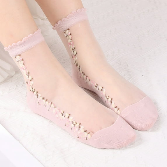 Pink Women's Socks, 1 Pairs Unisex Warm Soft Embroidered Mesh Sport Socks Medium Stockings Casual Socks,Women's Accessories Socks