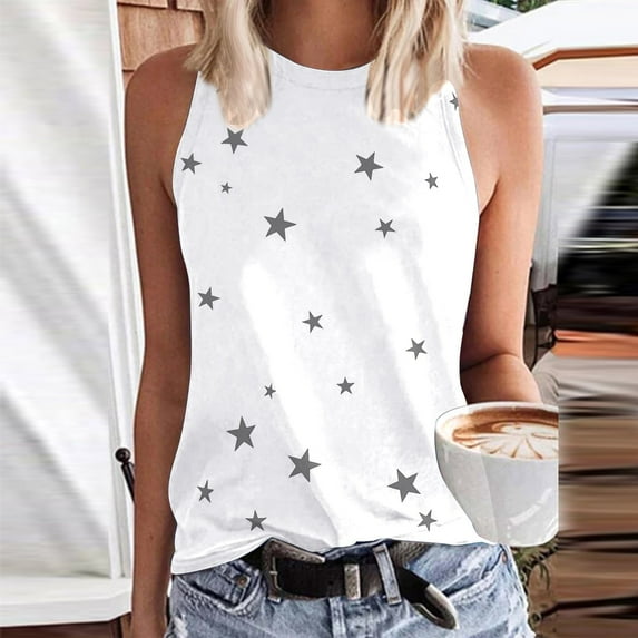 Pink Women's Tanks, Women'S Fashion Comfortable Casual Printing Round Neck Top Vest,Women's Tanks & Camis S