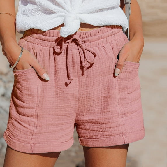 Pink Shorts for Women's Fashion Casual High-Waist Pants Straight-leg Sports Casual Loose Shorts
