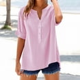 thumbnail image 1 of Pink Womens Blouses Loose Shirt Top Stand Solid Color Sleeve Collar Casual Women's Shirt Women's Shirt Ladies Tops and Blouses, 1 of 6