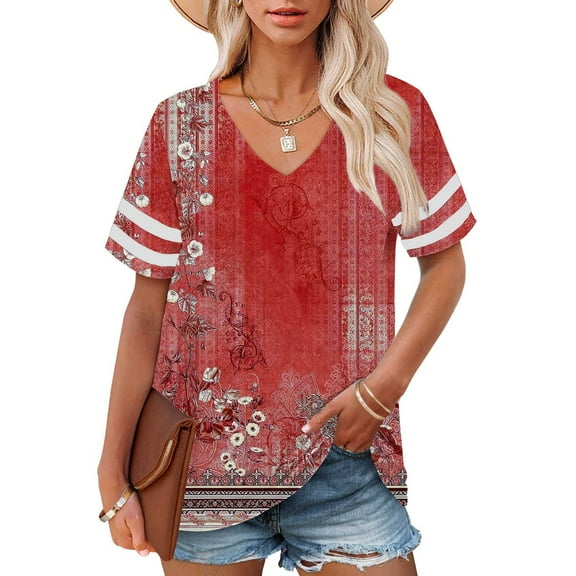 Pink Womens Blouses Plus Size V Neck T Shirts Women Short Sleeve Tops Casual Summer Tshirts Loose Fit Tee Ladies Tops and Blouses