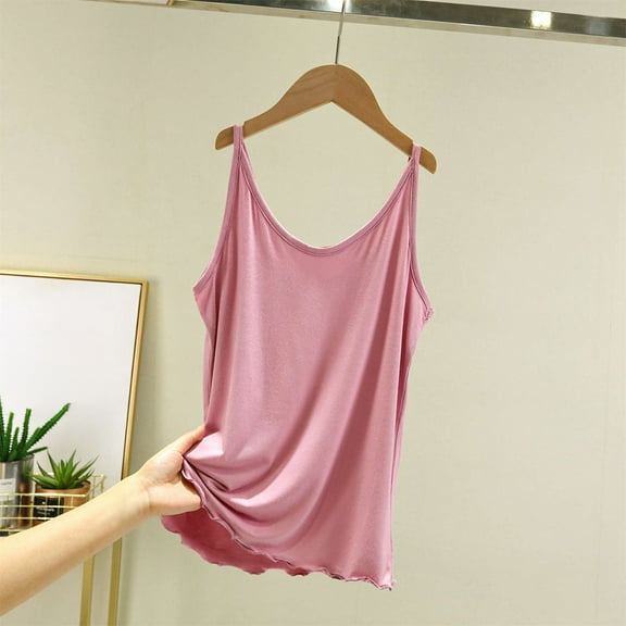 Pink Womens Blouses Tank Top for Women Sleeveless Tops with In Bras Shelf Bra Padded Shirt 2025 Casual Tanks Loose Fit Summer Tops for Women