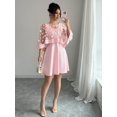 thumbnail image 1 of Pink Womens Elegant Floral Appliqué Chiffon Overlay A-Line Short Dress, 1 of 6