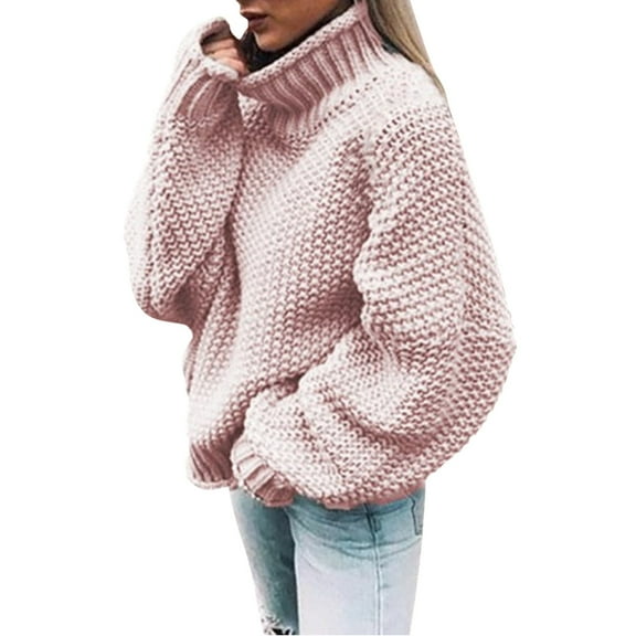 Pink Womens Fall Tops Solid Casual Long Knitted Sleeve Off The Sweater Womens Shoulder Pullover Sweaters for Women