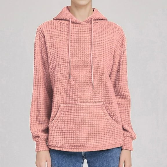 Pink Womens Fall Tops Womens Long Sleeve Hoodie Sweatshirts Lightweight Pullover Tops Sweaters for Women