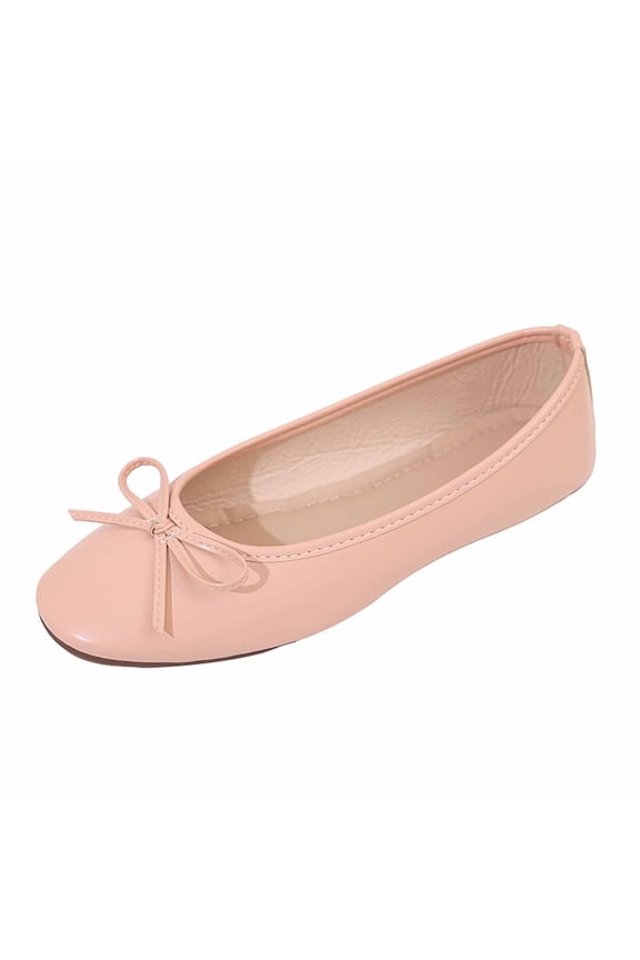 Pink Womens Flat Shoes Low Top Round Toe With Bow Detail Slip On Casual Lightweight Comfortable Work Shoes For Everyday Wear In All Seasons Size 39