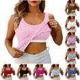 thumbnail image 1 of Pink Womens Shapewear Built-in Bra Tank Knitting Cotton Padded Workout Top Crop Tank Fitted Basic Cami Tops Womens Tops M, 1 of 9