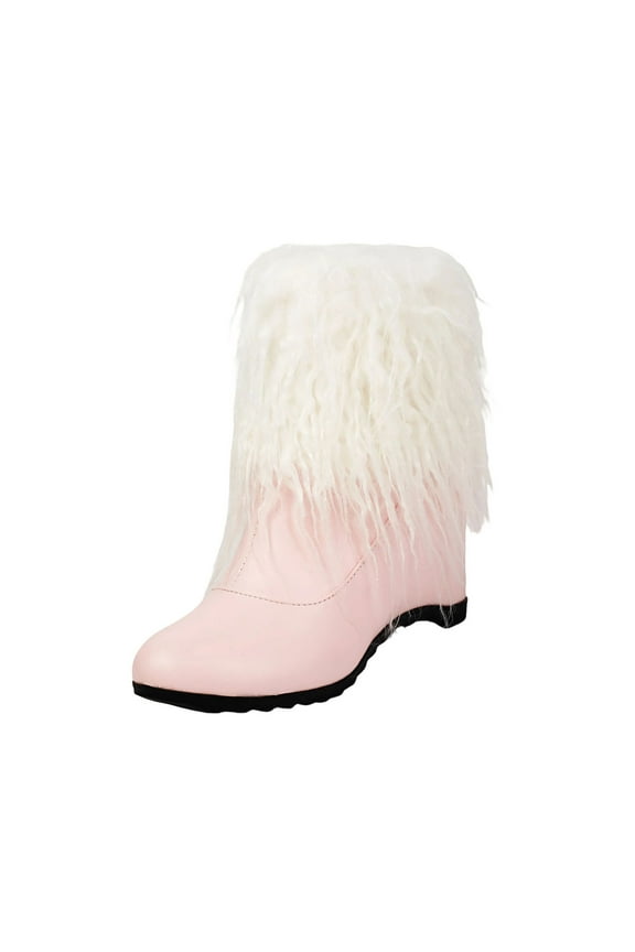 Pink Womens Short Boots With Side Zipper And Flat Sole For Winter Comfort And Style
