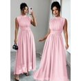 thumbnail image 1 of Pink Womens Sleeveless High Neck Chiffon A-Line Maxi Dress With Criss-Cross Waist Tie, 1 of 8