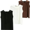 thumbnail image 1 of Pink Womens Summer Tops 3 Piece Set Of Hooded Loose Plus Size Pullover Vest for Women's Summer Thin Style Sleeveless Bottom Shirt for Versatile Wear Tank Tops for women, 1 of 5