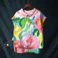thumbnail image 1 of Pink Womens Summer Tops Cute Tops for Women Collar Non Sleeve Linen Shirts Plus Size Floral Blouses Casual Summer Clothes Going Out Tops for Women, 1 of 4