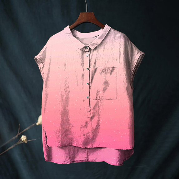 Pink Womens Summer Tops Cute Tops for Women Collar Non Sleeve Linen Shirts Plus Size Floral Blouses Casual Summer Clothes Going Out Tops for Women