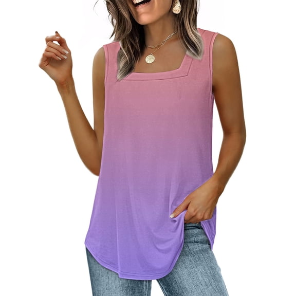 Pink Womens Summer Tops Square Neck Casual Shirts Blouses for Women Summer Outfits 2025 Casual Shirts Blouses Tank Tops for women
