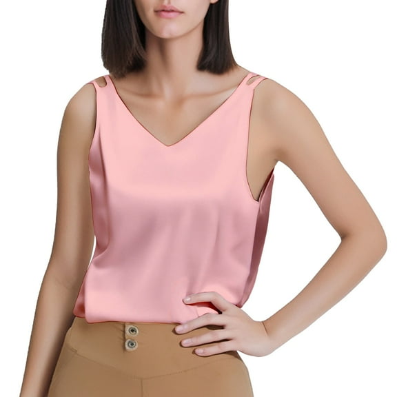 Pink Womens Summer Tops V Neck Large Size Suspender Vest In Summer Versatile Temperament Sleeveless Top Tank Tops for women