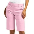 thumbnail image 1 of Pink Womens Sweatpants Chino Shorts For Women Comfy Casual Slim Fit Pull On Knee Length Shorts Solid Shorts With Pockets, 1 of 5