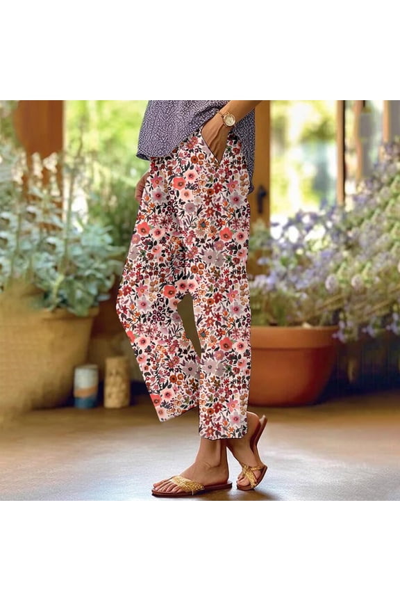 Pink Womens Sweatpants Women's Retro Striped Design Loose Pocket Patchwork Casual Pants Casual Pants Women