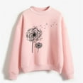 thumbnail image 1 of Pink Womens Tops Autumn Winter O Neck Solid Color Prints Long Sleeve Pullover Sweatshirt Fall Outfits for Women 2025, 1 of 4