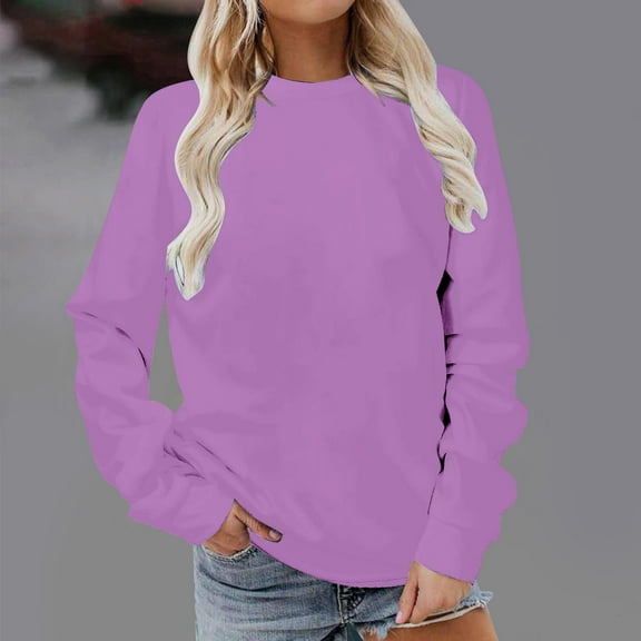 Pink Womens Tops Fashion Casual Women's Warm Sweatshirt Long Sleeve O Neck 2024 Autumn and Winter New Women's Sweatshirt Top Fall Outfits for Women 2025