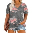 thumbnail image 1 of Pink Womens Tops Plus Size V Neck T Shirts Women Short Sleeve Tops Casual Summer Tshirts Loose Fit Tee Shirts for Women, 1 of 2