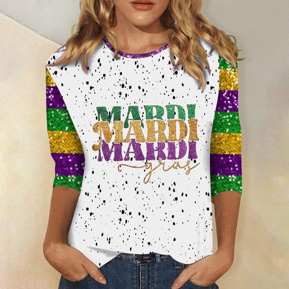 Pink Womens Tops Women's Quarter Sleeved Round Neck Carnival Lobster Printed T Shirts for Women