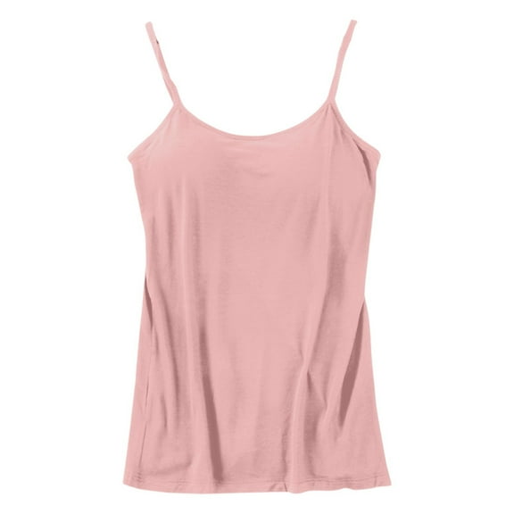 Pink Womens Tops Womens Cotton Camisole Adjustable Camisole with Frame Bra Stretch UnderShirts for Women