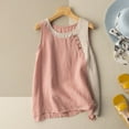 thumbnail image 1 of Pink Womens Tops Womens Sleeveless Button Down Shirt Cotton Linen Loose Fit Casual Color Block Summer Tank Tops Plus Size Crew Neck Tees Shirts for Women, 1 of 3
