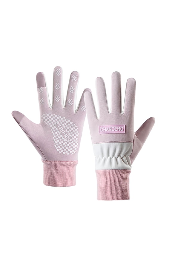 Pink Womens Winter Fleece Lined Touchscreen Full Finger Outdoor Sports Gloves One Size 7.87-9.45 Inches Palm Circumference 3.74 Inches Width