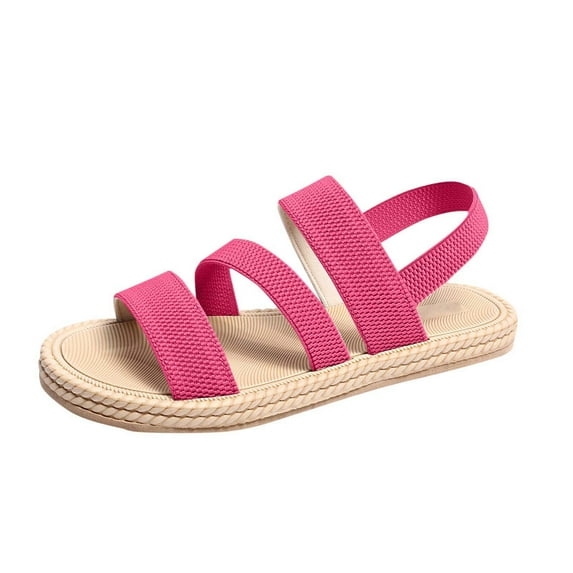 Pink Womens Wrap Around Strap Flat Sandals With Comfortable Design For Summer Vacation In Pink