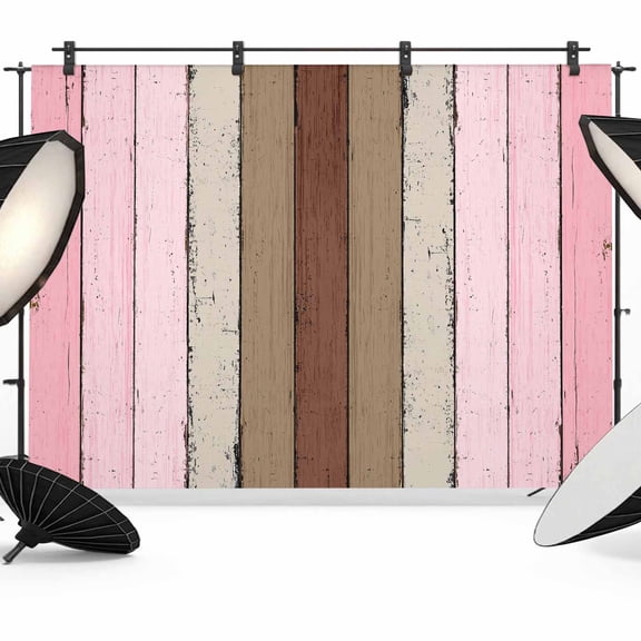 Pink Wood Grain Backdrop for Photography,Fabric Photo Background Backdrop,Brown Vintage Mottled Country Stripes Photo Booth Background for Portrait Photoshoot Video Wedding Decoration Banner 7x5ft