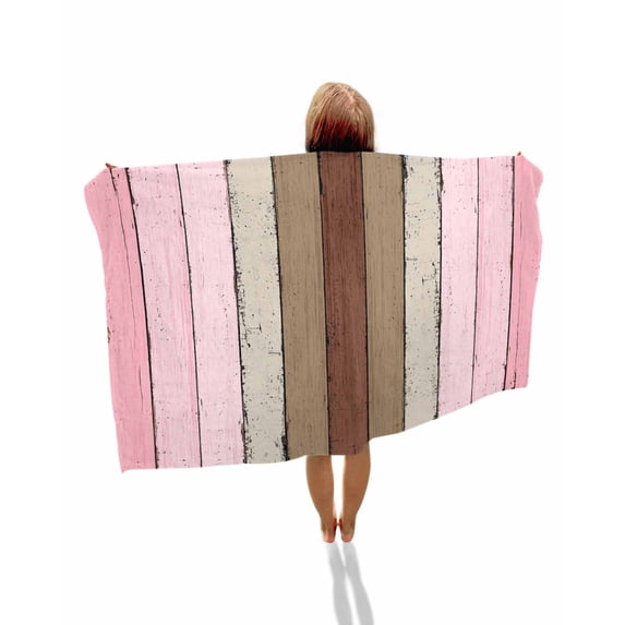 Pink Wood Grain Beach Towels Oversized Super Absorbent, Brown Vintage Mottled Country Stripes Lightweight Bath Towel Quick Dry Sets For Bathroom/Pool/Rv Camping/Beach Play/Gym Room/Picnic 23"x47"