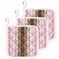 thumbnail image 1 of Pink Wood Grain Pot Holders for Kitchen Heatproof Potholder, 3 Pack Brown Vintage Mottled Country Stripes Hot Pads Multipurpose Oven Pads Cloth Potholders Trivet for Cooking Baking, 1 of 8