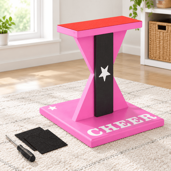 Pink Wooden Cheerleading Balance Board for Core Strength & Stunt Practice