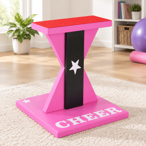 Pink Wooden Cheerleading Balance Trainer for Stunt Practice, Core Strength & Stability