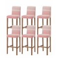 thumbnail image 1 of Pink Wooden Grain Bar Stool Covers Set of 6, Farmhouse Vintage Chic Textured Stretch Washable Bar Chair Covers with Backs, Removable Pub Counter Height Chair Cover for Kitchen Dining Room Cafe, 1 of 7