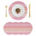 thumbnail image 1 of Pink Wooden Grain Round 15 Inch Placemats Set of 4, Vintage Chic Geometric Textured HeatResistant Non Slip Place Mats for Dining Table, Wipeable Braided Kitchen Table Mats for Housewarming, 1 of 8